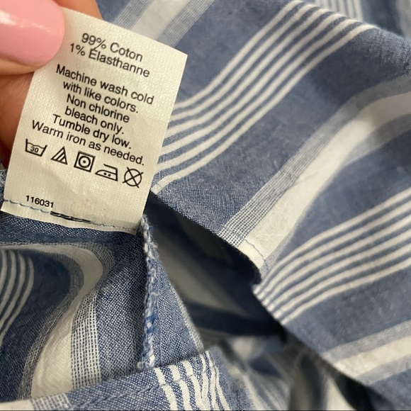 *SOLD* J Crew Striped Tie Waist Button Down M - Picture 15 of 15